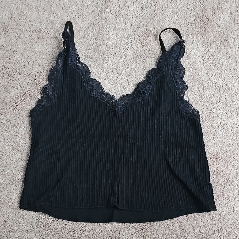 Francesca's Collections Black Lace Trim Camisole